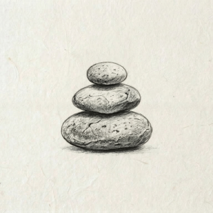 drawing of a three-stone cairn